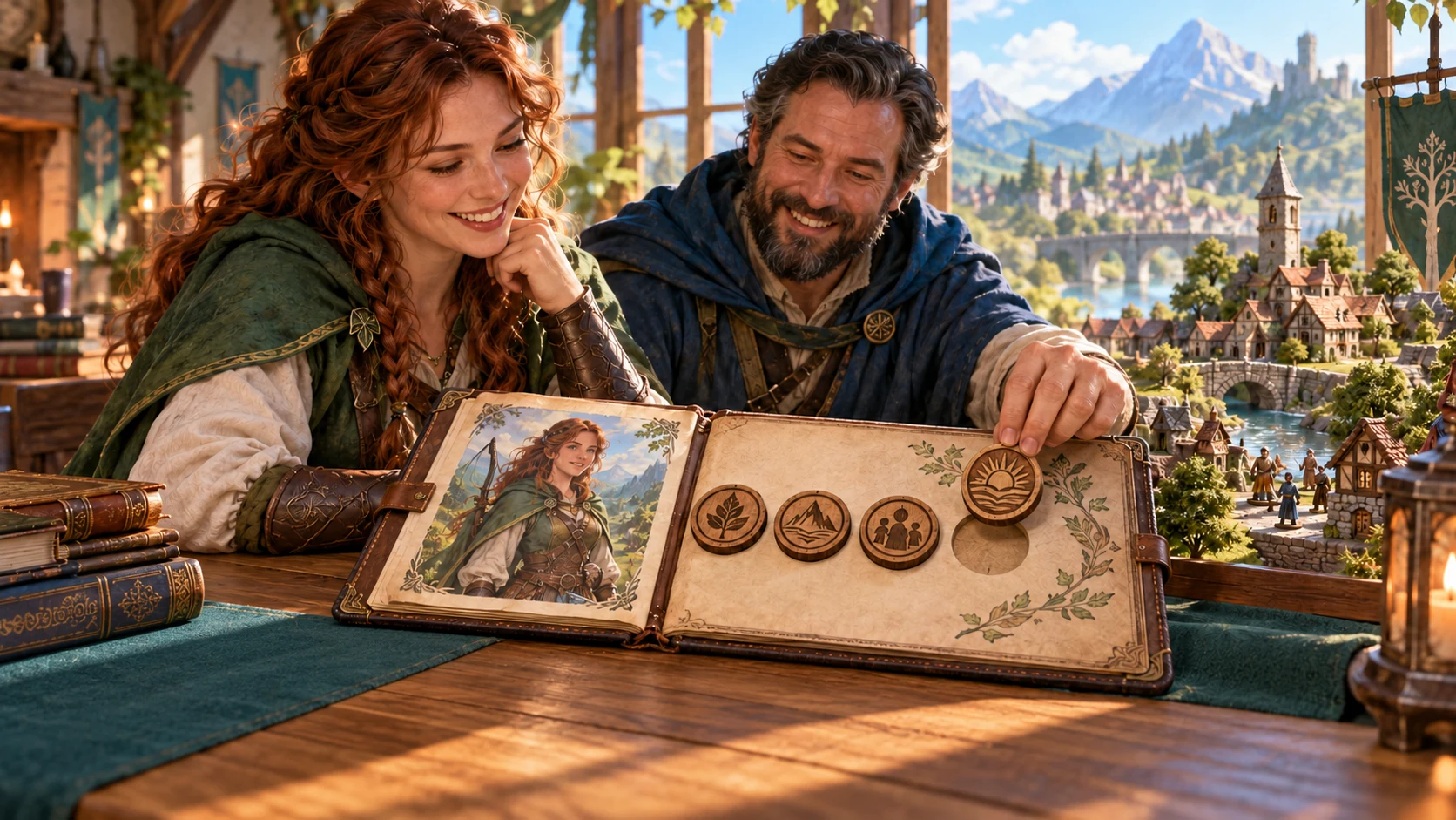 Fantasy editorial illustration of experience progress and milestone choices