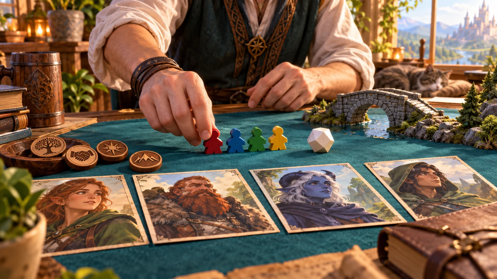 Fantasy editorial illustration of award factors, caps and dice